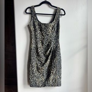 Vintage Georgiou Studio Silk Leopard Animal Print Sleeveless Mini Dress Size 4